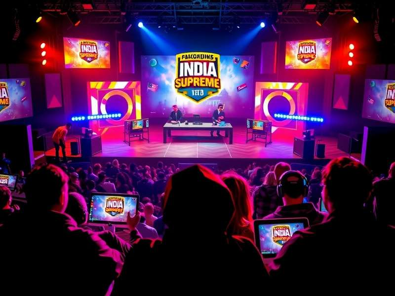 PUBG India Supreme - National Championship Finals PUBG India Supreme eSports tournament with professional players, large screens, and audience